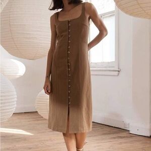 ST AGNI button front linen blend dress Sz M